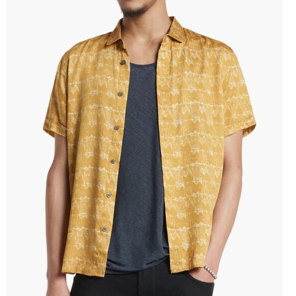 John Varvatos Collection Men's Short Sleeve Loren Retro Vibe Shirt Honeysuckle - Picture 4 of 8